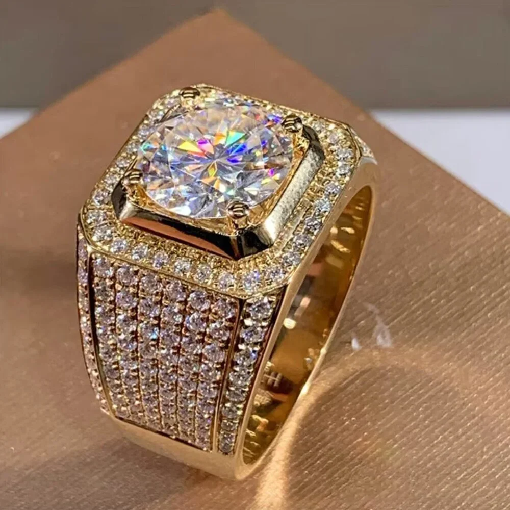 NEW 18k Yellow Gold Diamond Ring Band Chunky Gold Wide Ring Band